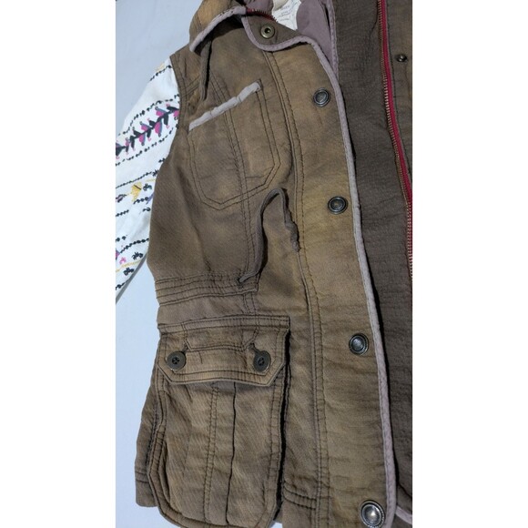 Free People Follow Your Heart Cargo Jacket Printed Linen Blend Sleeves Boho - Picture 5 of 10